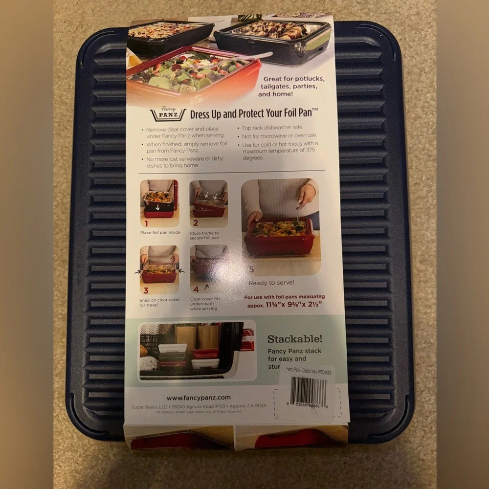 Navy fancy panz foil food insert carrier. Never used